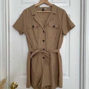 Tan Linen Romper